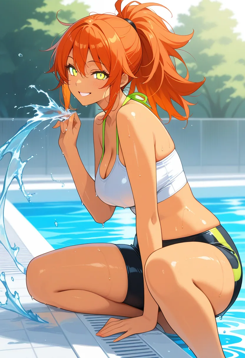 Story 56: Poolside Energy — panel 2 — playful splash